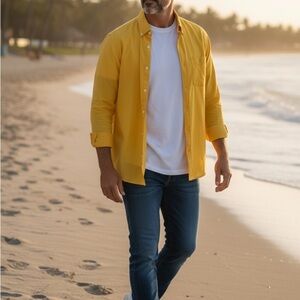 Tommy Bahama Yellow Casual Button Down Shirt